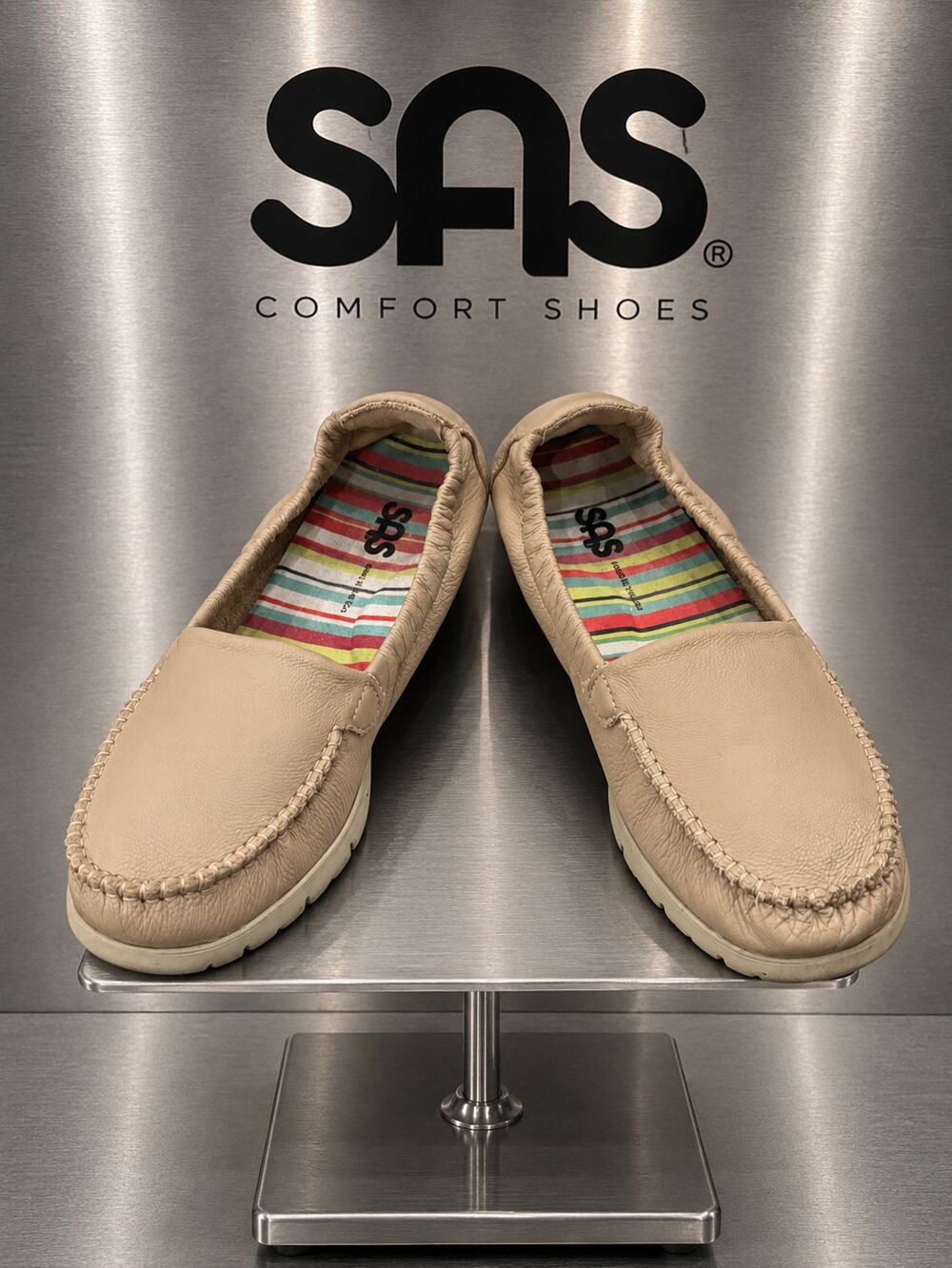 SAS Sunny Latte Leather Moccasin Slip On Comfort Loafers Women’s 8M
